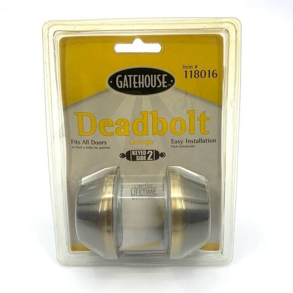 Gatehouse NOS Deadbolt Lock Keyed Two Sided Antique Gold Finish Item 118016 2002 - Picture 1 of 5